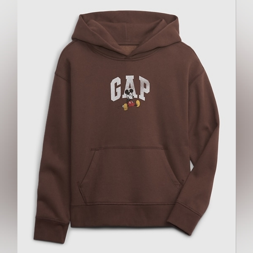 GAP x Disney Mickey Mouse Hoodie Brown Kids XL Graphic Sweatshirt